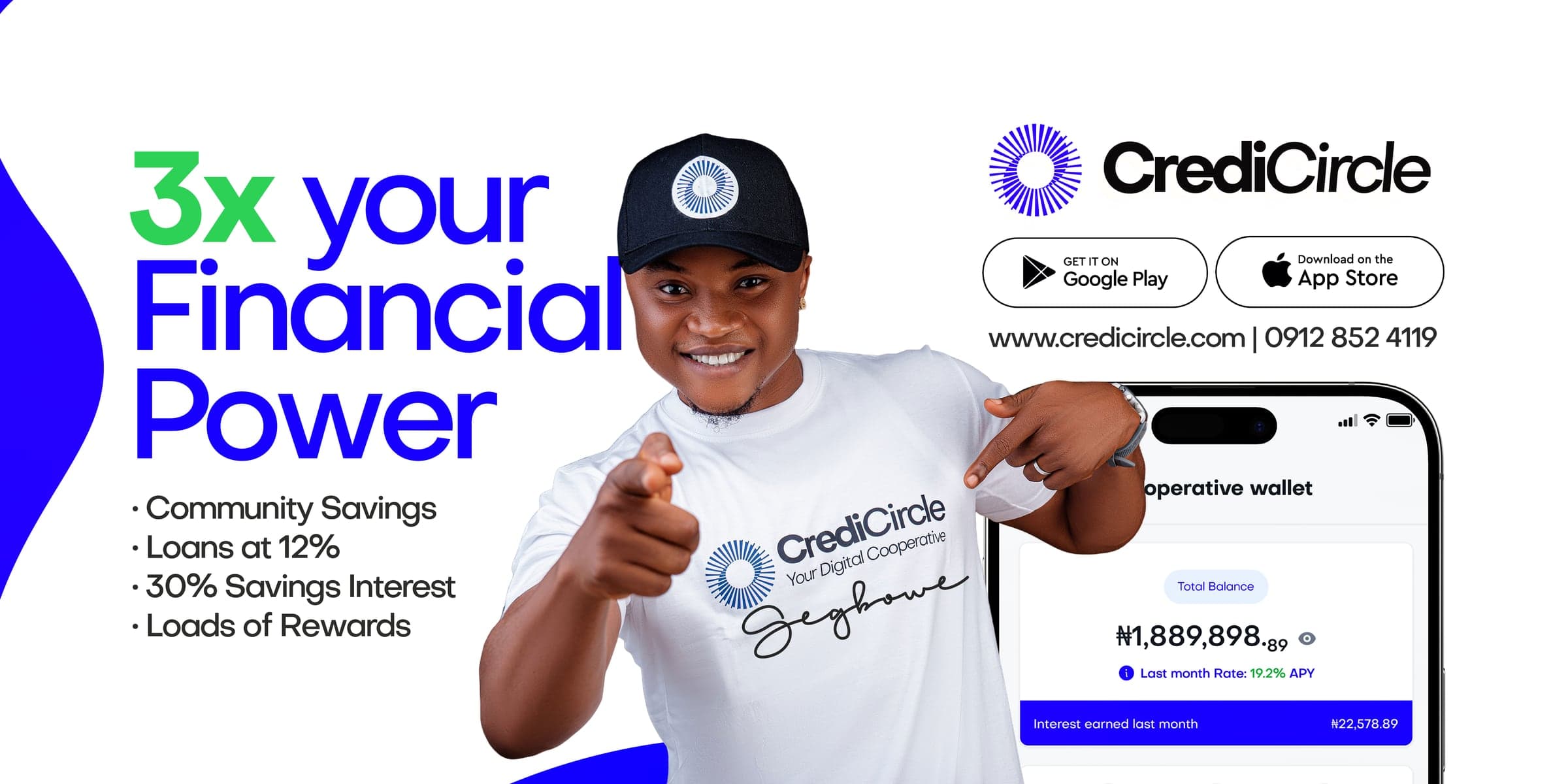 Campaign banner with brand ambassador