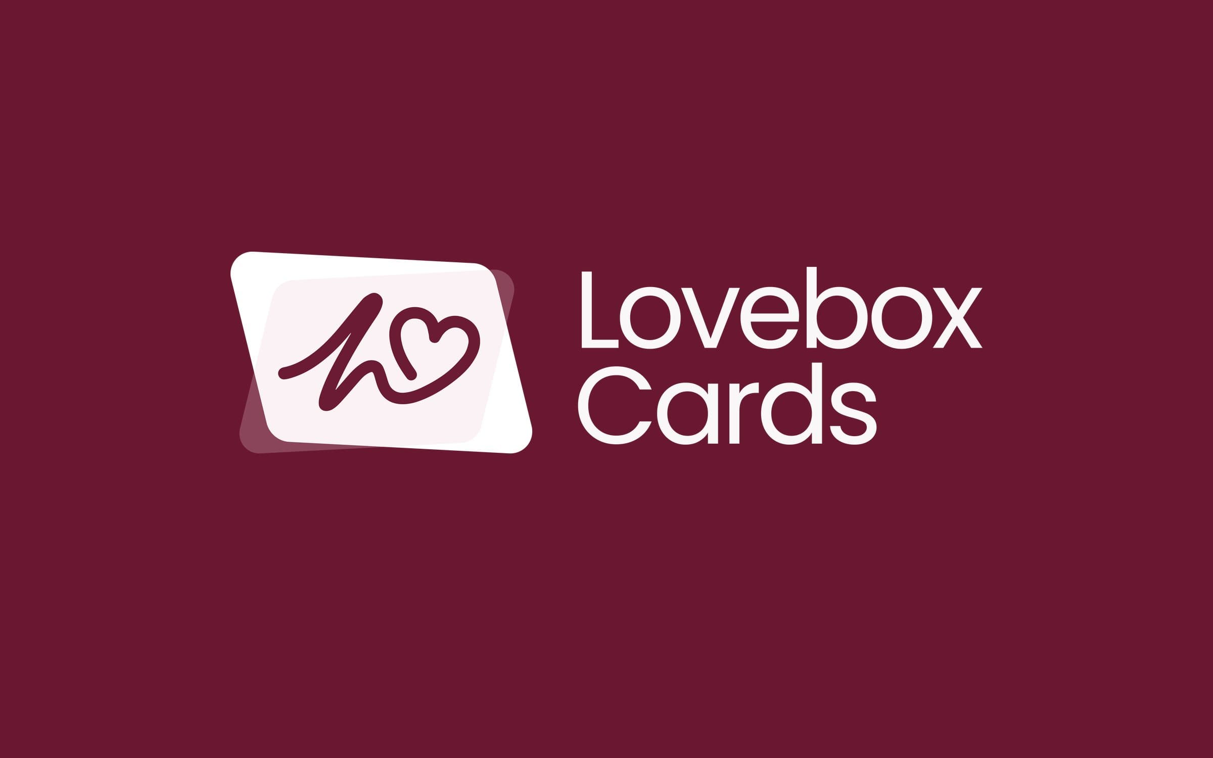 Lovebox Cards logo on Persian Plum