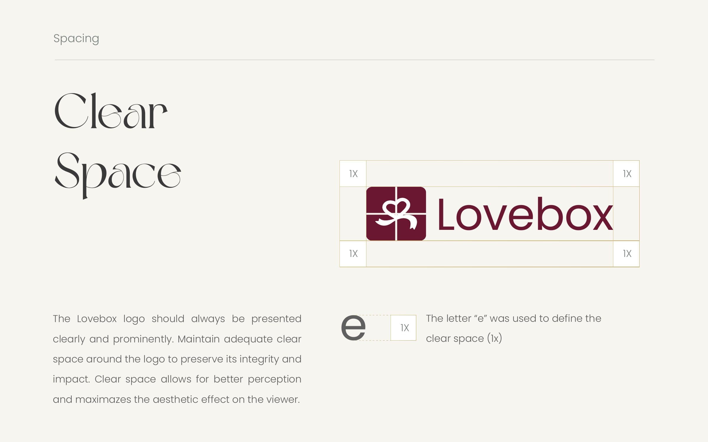 Clear space, measured from the letter e