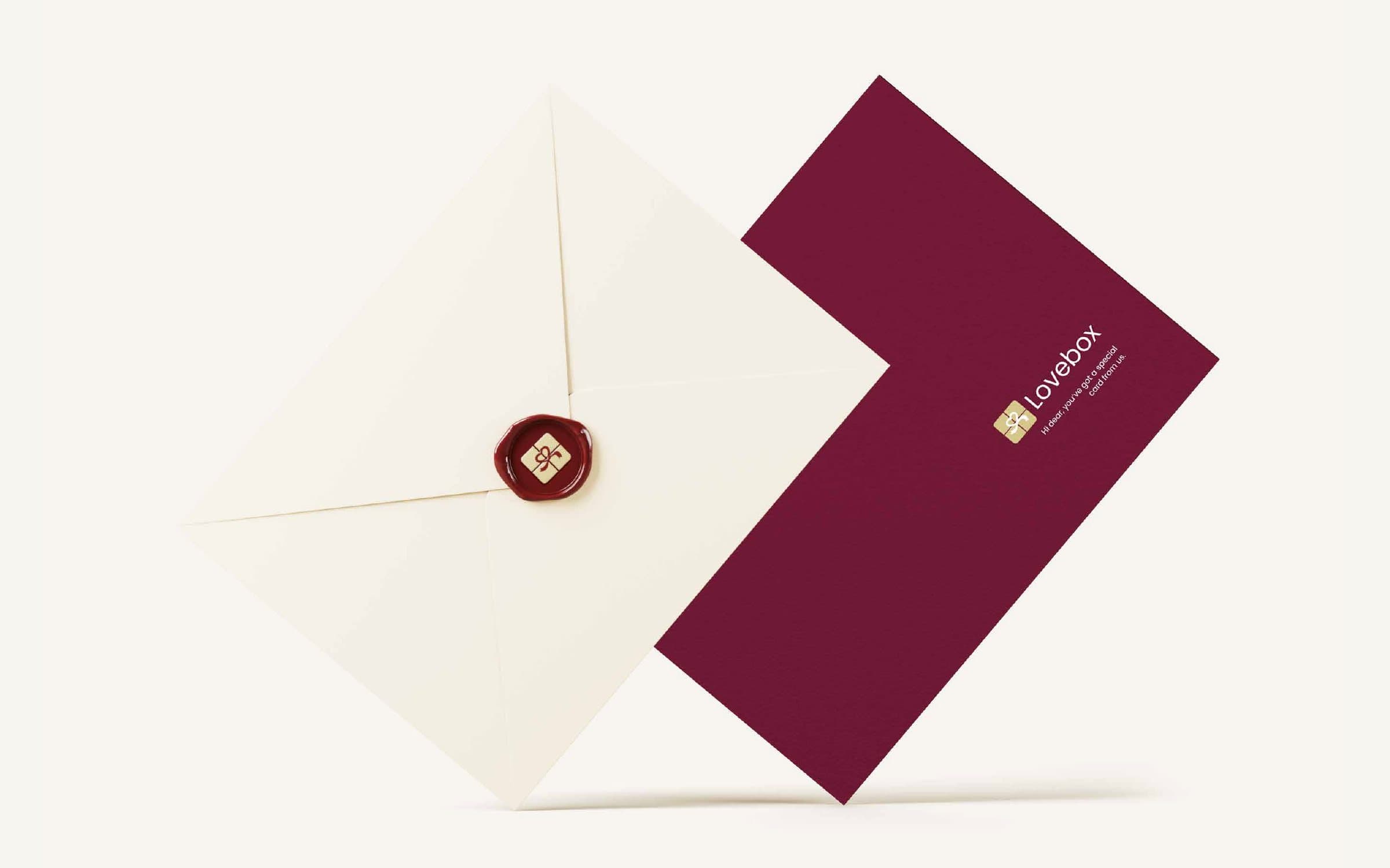 Envelope with a wax seal and branded card
