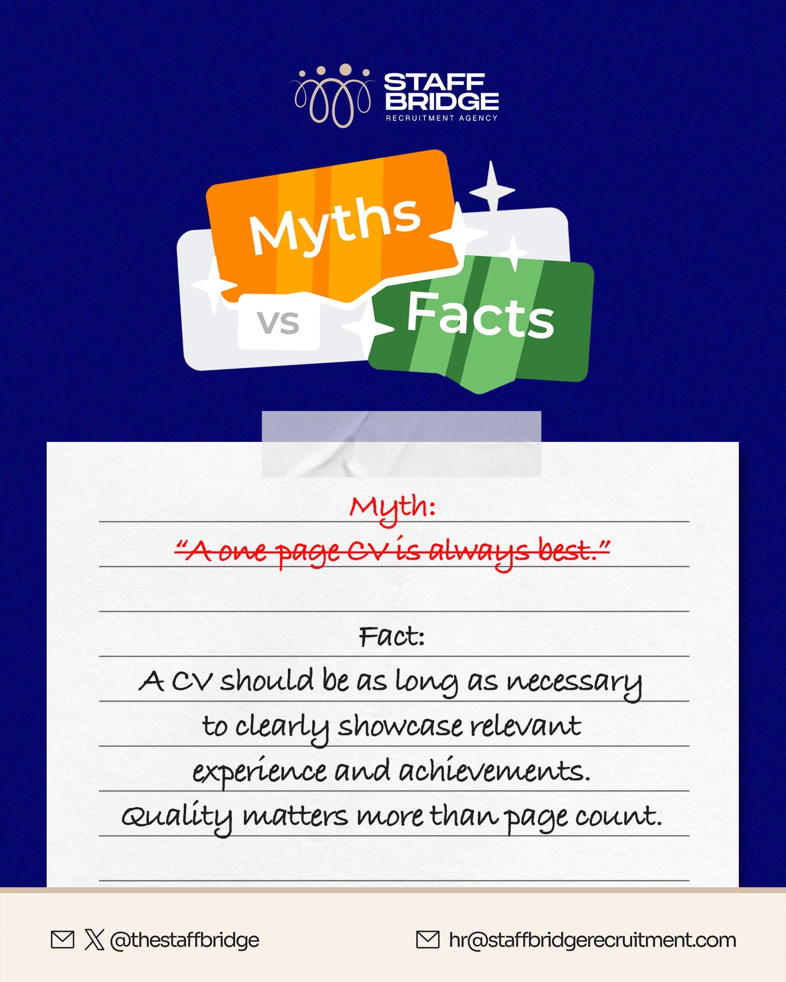 Myths vs facts: a one-page CV is always best