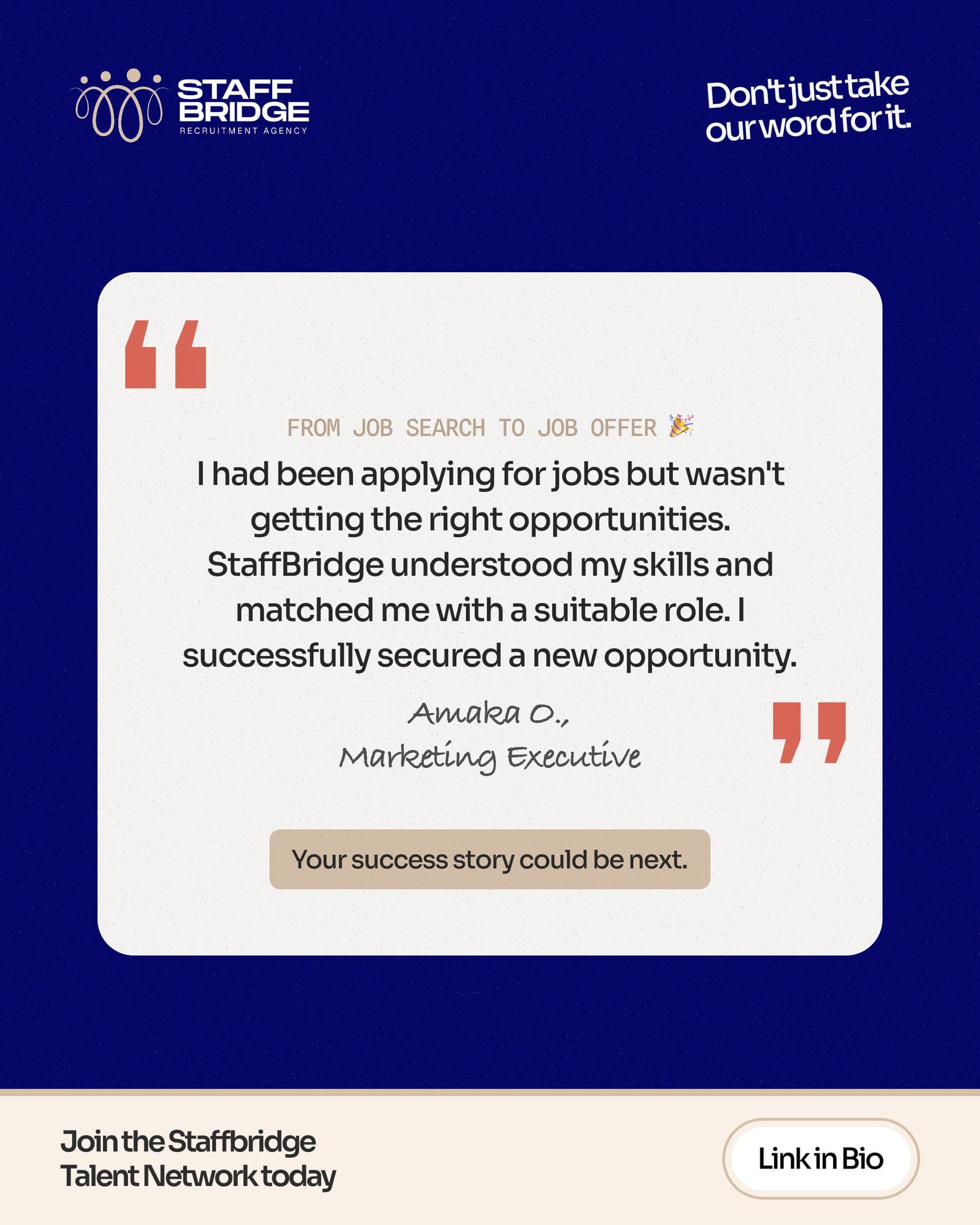 Client testimonial: from job search to job offer